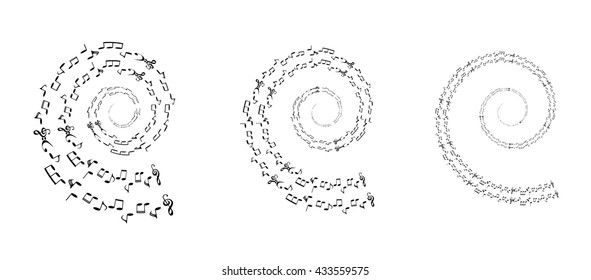 a music notes, bass and treble clef, black and white, on a white background, vector