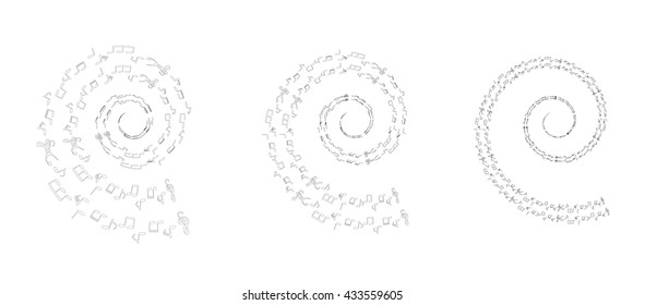 a music notes, bass and treble clef, black and white, on a white background, vector