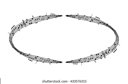 a music notes, bass and treble clef, black and white, on a white background, vector