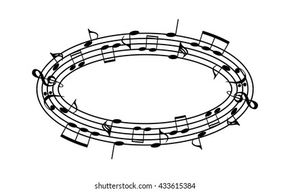 a music notes, bass and treble clef, black and white, on a white background, vector