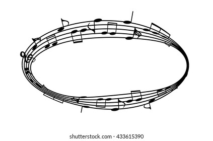 a music notes, bass and treble clef, black and white, on a white background, vector