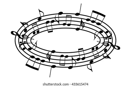 a music notes, bass and treble clef, black and white, on a white background, vector
