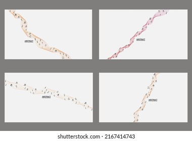 Music notes. Big set. Abstract musical background. Colorfull abstract music notes on line wave background.