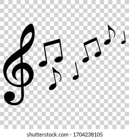 Music notes, black symbols, isolated, vector illustration.