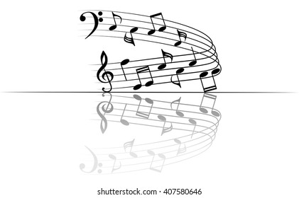 a music notes, black and white, bass and treble clef, vector