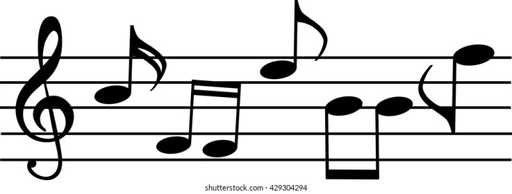 a music notes, black and white, on a white background, vector