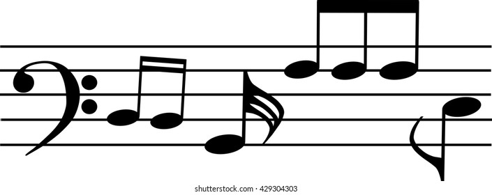 a music notes, black and white, on a white background, vector