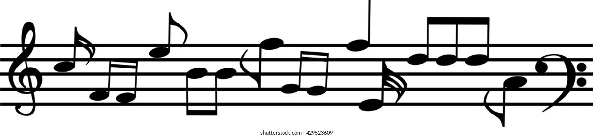a music notes, black and white, on a white background, vector