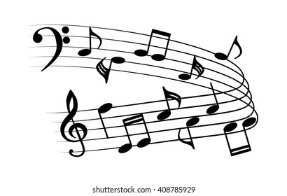 a music notes, black and white, vector
