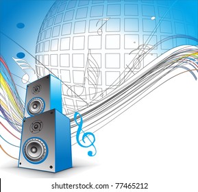 Music notes with music box for design use, vector illustration