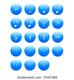 Music notes buttons signs vector illustration