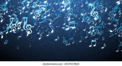 Music notes cartoon vector backdrop. Audio recording elements placer. Nightclub music concept. Funky notes cartoon elements with pause. Birthday card background.