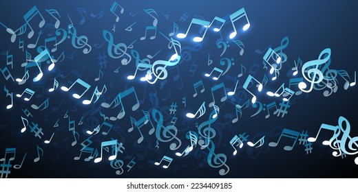 Music notes cartoon vector design. Melody recording signs placer. Classic music concept. Retro notes cartoon signs with bass clef. Concert poster backdrop.