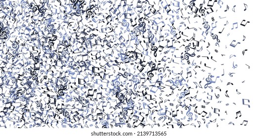 Music notes cartoon vector illustration. Melody notation signs placer. Party music wallpaper. Abstract notes cartoon signs with bass clef. Concert poster graphic design.