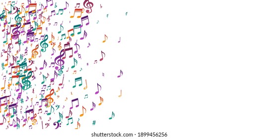 Music notes cartoon vector pattern. Audio recording signs explosion. Nightclub music illustration. Grunge notes cartoon silhouettes with treble clef. Album cover backdrop.