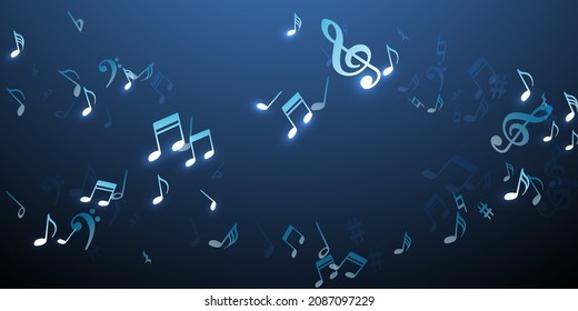 Music notes cartoon vector pattern. Song notation signs placer. Party music pattern. Doodle notes cartoon elements with sharp. Birthday card graphic design.