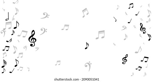 Music notes cartoon vector pattern. Melody recording signs scatter. Classic music pattern. Retro notes cartoon signs with sharp. Party flyer graphic design.