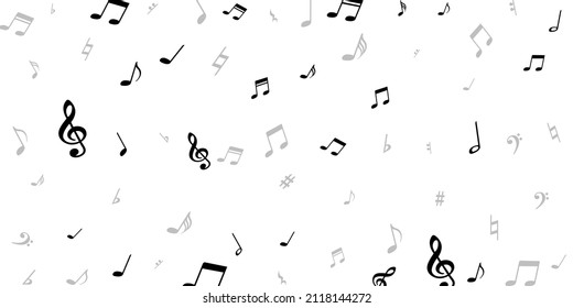 Music notes cartoon vector pattern. Melody notation signs placer. Dance music concept. Vintage notes cartoon signs with sharp. Concert poster graphic design.