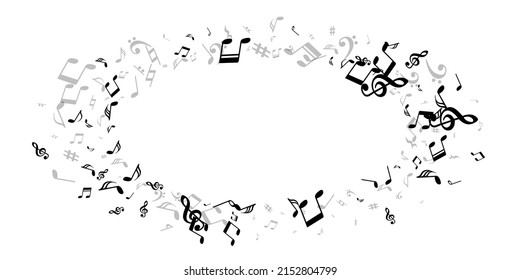 Music notes cartoon vector pattern. Melody recording signs swirling. Dance music pattern. Isolated notes cartoon silhouettes with sharp. Album cover background.