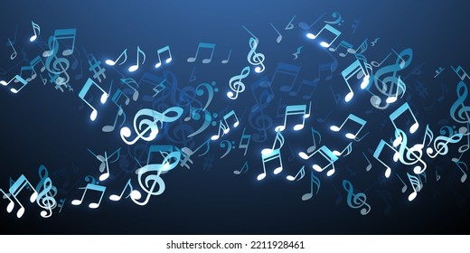 Music notes cartoon vector pattern. Melody notation elements explosion. Party music illustration. Vintage notes cartoon elements with pause. Party flyer graphic design.