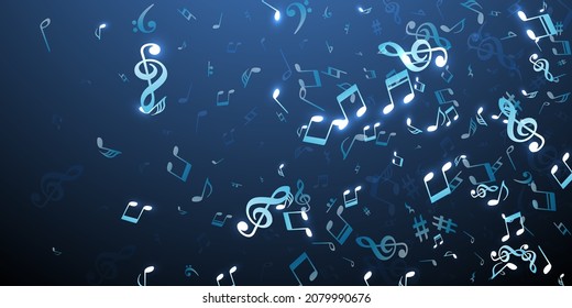 Notas musicales papel tapiz vectorial de dibujos animados. Explosión de signos de notación sinfónica. Papel tapiz de música clásica. Retro nota elementos de dibujos animados con pausa. Fondo del afiche del concierto.