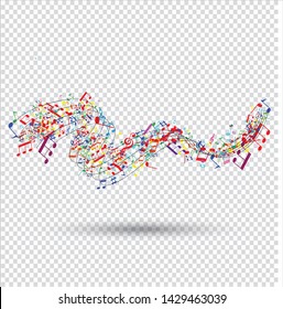 Music notes, Checked Background musical design element, isolated colorful music note design, vector illustration design.