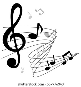Music notes (chords) vector background design with treble clef.