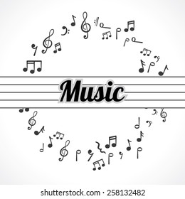 music notes in a circle abstract background