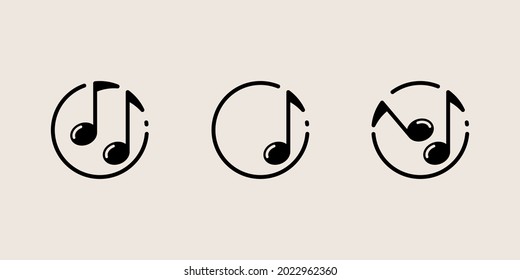 Music notes, circle icon. Set of sound symbols. Vector illustration