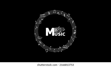 Music notes circle on black background , Flat Modern design , illustration Vector EPS 10
