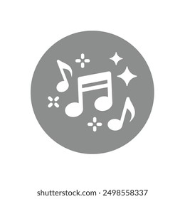 Music notes in circle vector icon. Song, melody symbol.