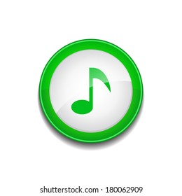 Music Notes Circular Vector Green Web Icon Button