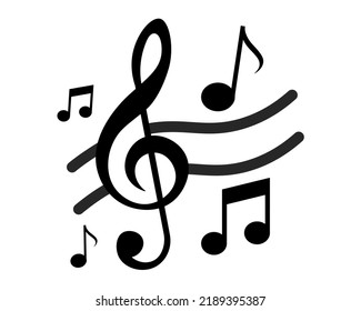 Music Notes Clef Back White Stock Vector (Royalty Free) 2189395387 ...