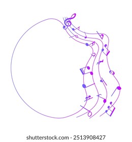 Notas de música colorida forma de línea, Ilustración vectorial.
