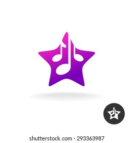 Music Notes With Colorful Star Silhouette Logo