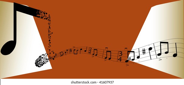 music notes coming out by a big music note