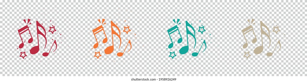 Music Notes Concept - Colorful Vector Illustrations Isolated On Transparent Background