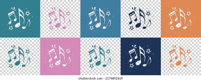 Concepto De Notas De Música - Ilustraciones De Vectores Coloridas Aisladas En Fondo Transparente