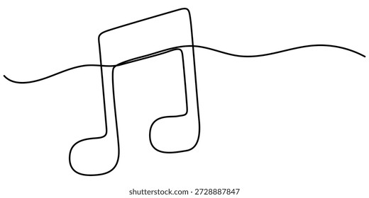Notas musicales de una línea continua de dibujo, Ilustración vectorial de contorno minimalista, en fondo blanco. 