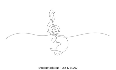 Music notes continuous one-line drawing, Hand drawing musical note Vector illustration 