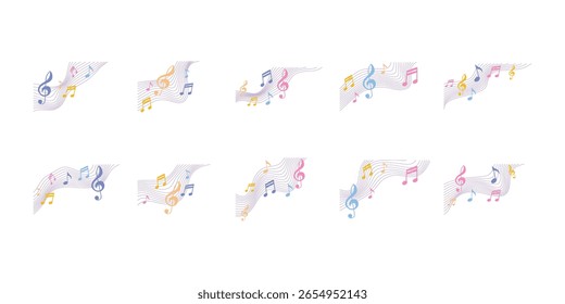 Music Notes Corner Set Illustration 