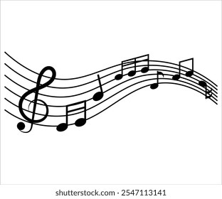 Music notes with curves and swirls, Icon, vector