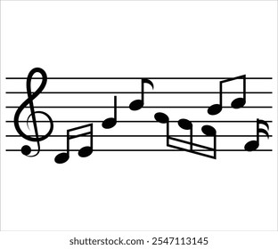 Music notes with curves and swirls, Icon, vector