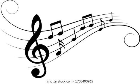Music notes, with curves and swirls, vector illustration. - Shutterstock ID 1705493965