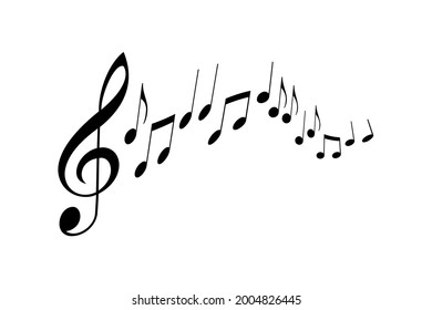 Music notes, with curves and swirls, vector illustration.