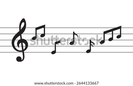 Music notes, with curves and swirls, vector illustration.