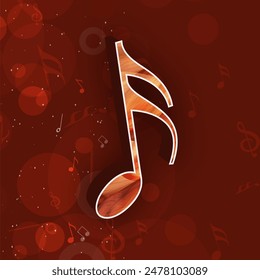 Music Notes Decorated on Red Bokeh Background.