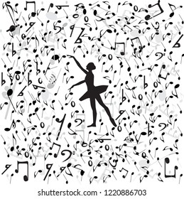 music notes design with dancing girl. belle dancing girl.vector illustration.