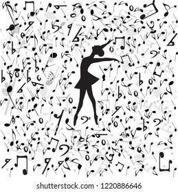 music notes design with dancing girl.vector illustration. belle dancing girl.