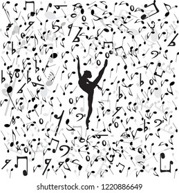 music notes design with dancing girl.vector illustration. belle dancing girl.